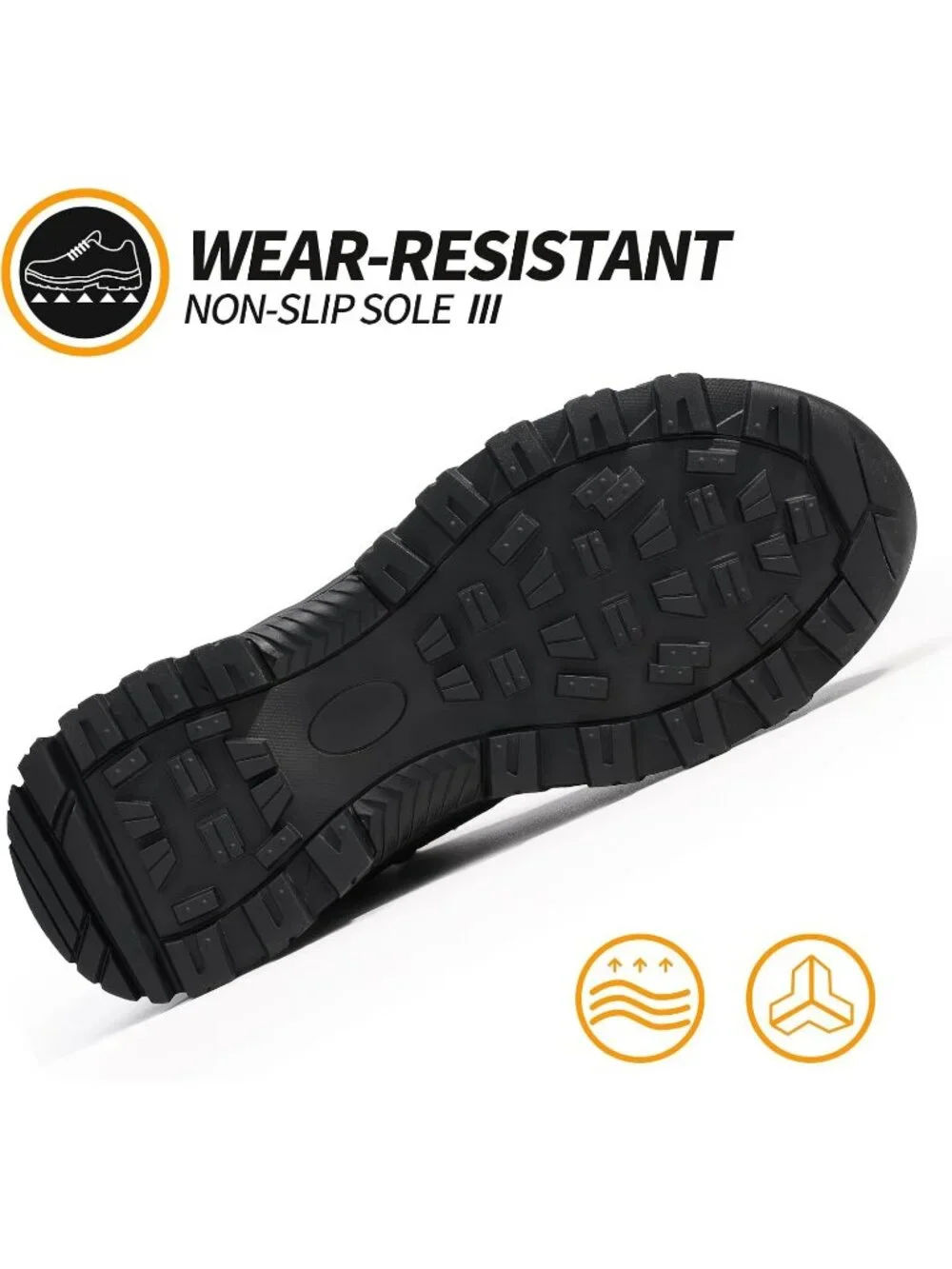 Men's Black Breathable Shoes Casual High Top Steel Toe Non Slip Hiking Boots